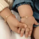 Gold Mama and Me Pearl + Bow Bracelet.webp